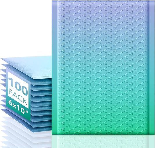 Fuxury Cute Design Bubble Mailers 6x10" 100 Pack Opaque Padded Envelopes Usable Size 6x9" Durable Pattern Bubble Shipping Envelopes for Mailing Jewelry Thick Bubble Padded Mailers Fairyland Green