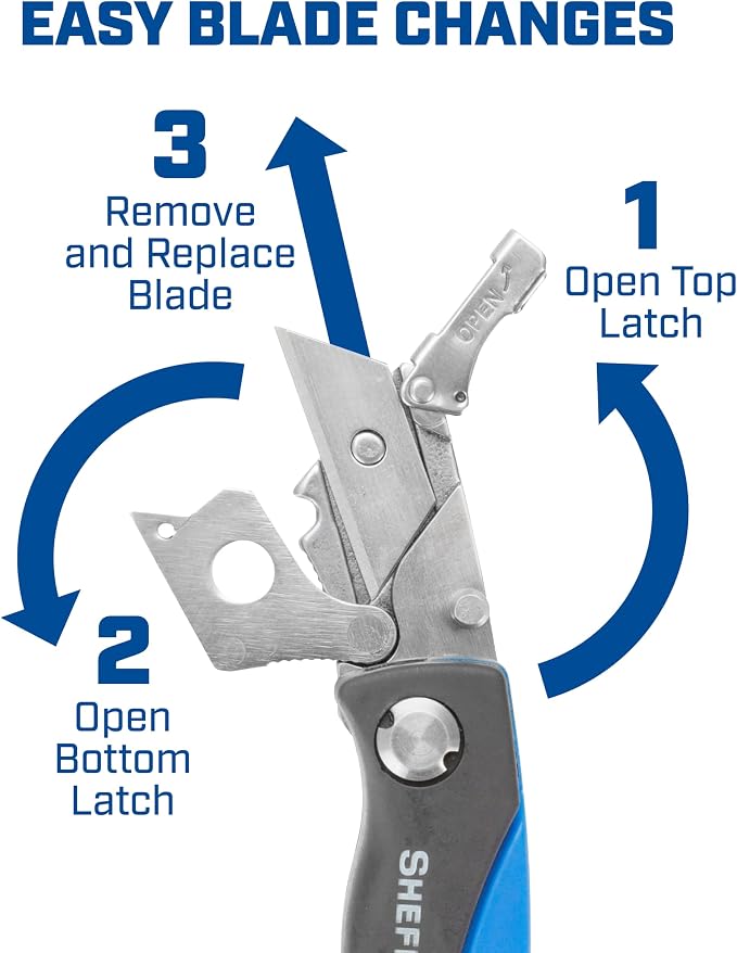 Sheffield 12125 Mini Box Cutter & 5 Blade Storage Compartment and Key Chain | Sheffield Utility Knife, Mini Utility Knife with Aluminum Handle for Home, Office, Trades, and Warehouse