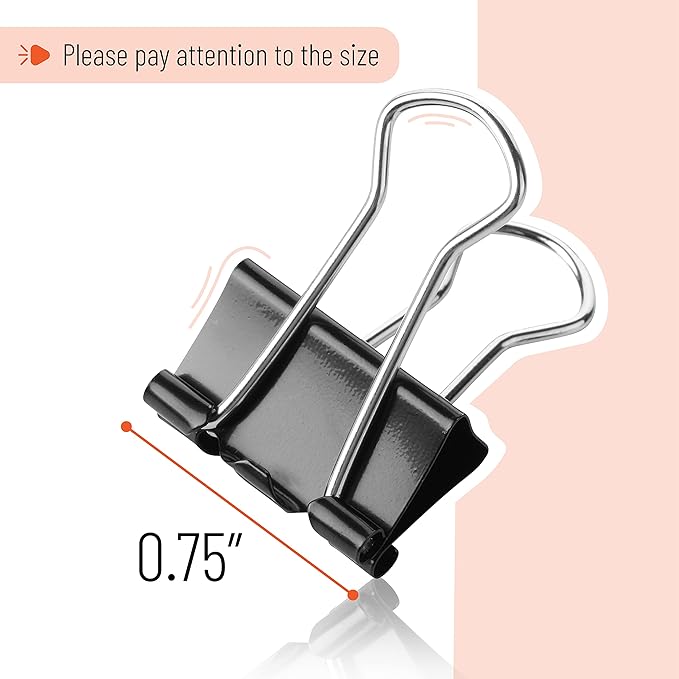 Mr. Pen- Small Binder Clips, 50 pcs, 0.75", Small Size, Black Metal Binder Paper Clips, Paper Clamps for Office Supplies, Home, School, Business, Document Organizing