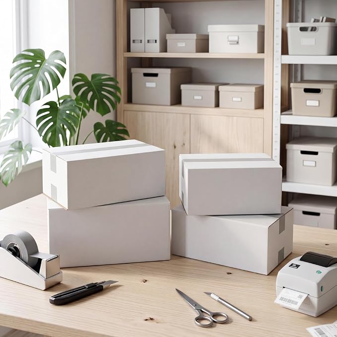 CRUGLA Assorted Sizes Shipping Boxes 30 Pack (10x7x5, 9x6x4, 8x6x4), White Corrugated Cardboard Mailers, Each 10 PCS Small Boxes for Small Business Packaging, Shipping & Storage