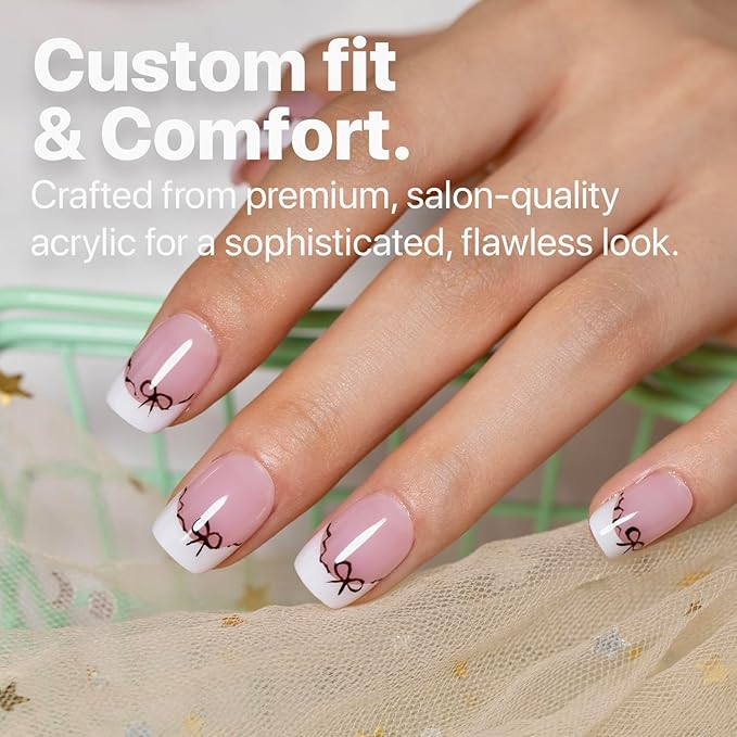 SXC Cosmetics French Tip Press On Nails Pink Extra Short Square 150 Pieces in 15 Sizes Ultra Fit with Pre-applied Tip Primer and Base Coat, No Need to File Fake Nails for Nail Art DIY X-Pro Tips