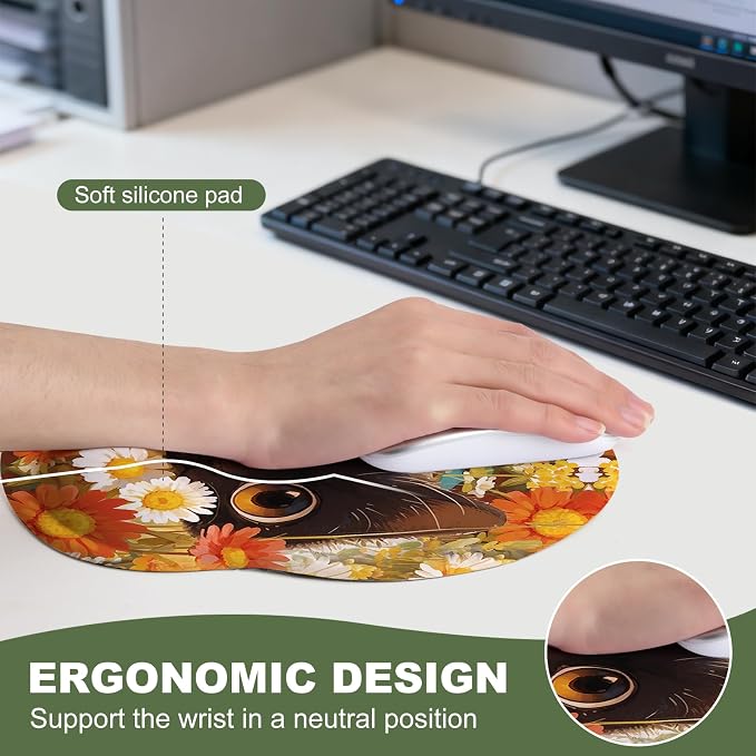 Cute Black cat Mouse Pad with Gel Wrist Support, Smooth Surface Ergonomic Mouse pad, Non-Slip Pain Relief Desk Mat for Gaming, Work & Office Desktop 2