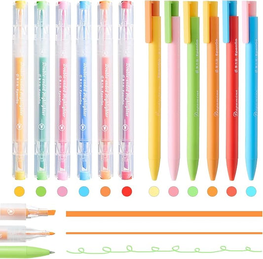 Bible Highlighters No Bleed, Double-Ended 12 Pack Assorted Pastel Colors Highlighter, Chisel and Fine Tips for School & Bible Study, Quick-Dry Pens for Note Taking, Journaling & Art