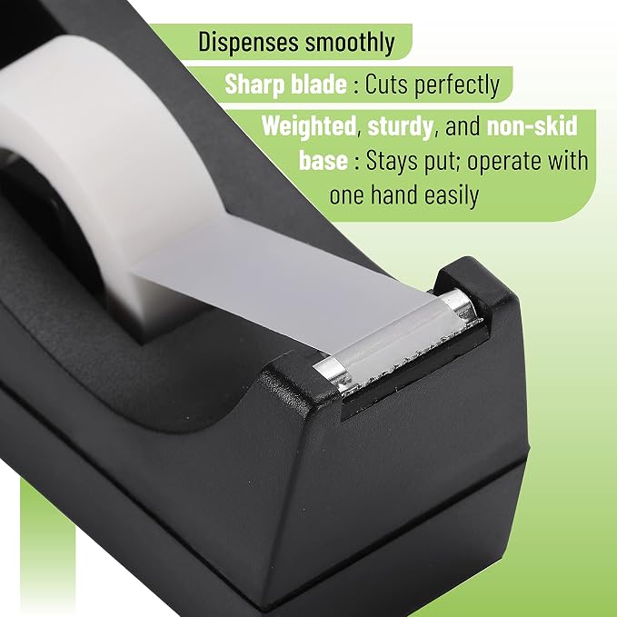 Mr. Pen- Tape Dispenser, Pack of 2, Tape Dispenser Desk, Office Supplies | Desk Supplies, Tape Holder, Tape Dispensers, Black Tape Dispenser, Desktop Tape Dispenser, Tape Desk Dispenser, Organier