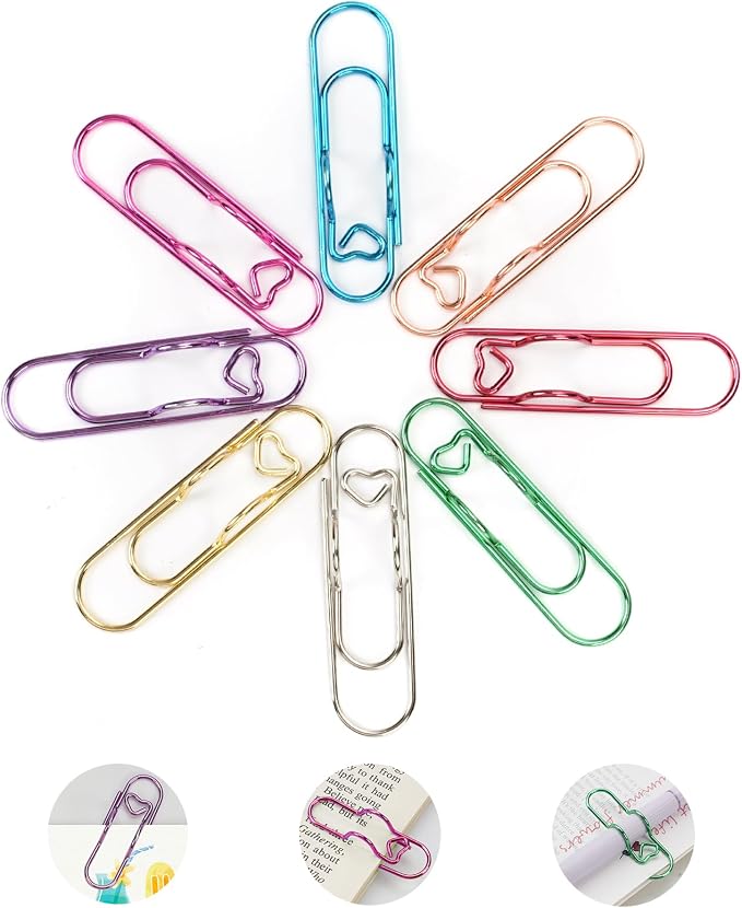 Paper Clip Pen Holder for Notebook, 8pcs Metal Pen Clip for Journal | Large Paperclips, Colorful Pen Clip Holder, Cute Stationery, Planner Accessories, Journaling Supplies for Office, School