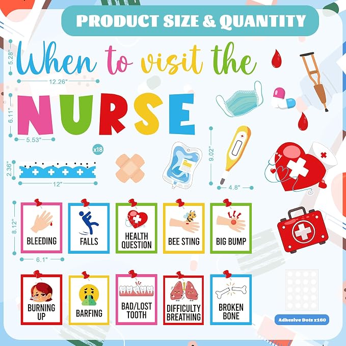 47Pcs School Nurse Bulletin Board Decorations Set, Welcome Back to School Classroom Decorations Kit, Nursing Appreciation Office Decor Medical RN Cutouts Healthcare Workers Chalkboard Door Wall Decor