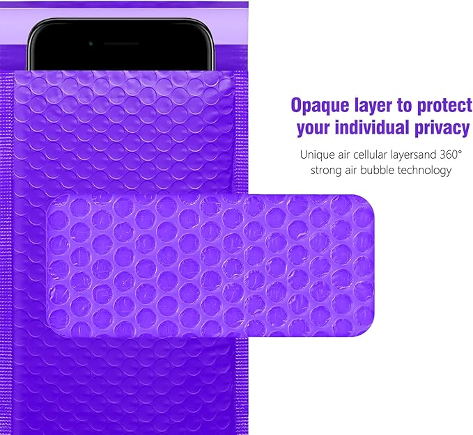 HBlife 50Pcs Bubble Mailers, 6x10 Inches Self Seal Purple Poly Mailers, Padded Envelopes Shipping Bags Packaging for Small Business