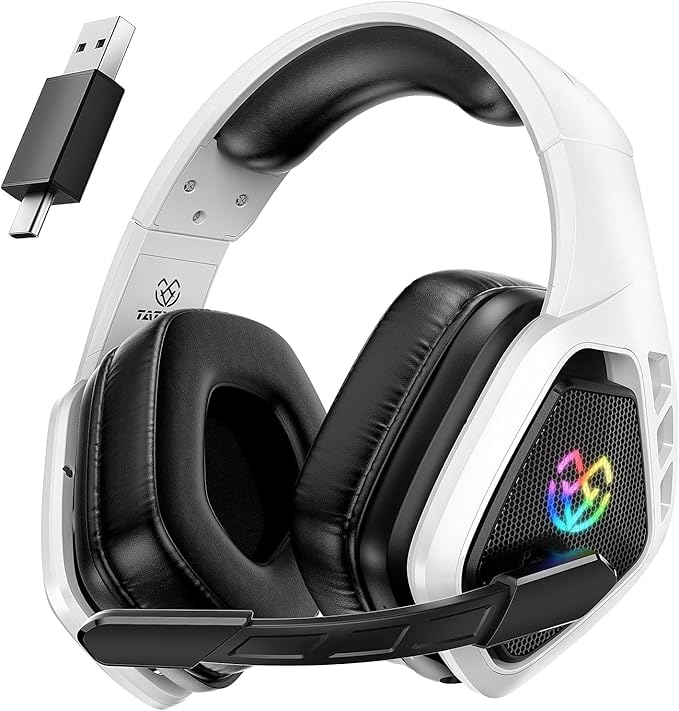 Tatybo Wireless Gaming Headset for PC, Ps5, Ps4, 2.4 Ghz USB & Type-C Gaming Headphones with Microphone, 30H Battery Bluetooth Headphones for Switch, Laptop, Mobile, Mac