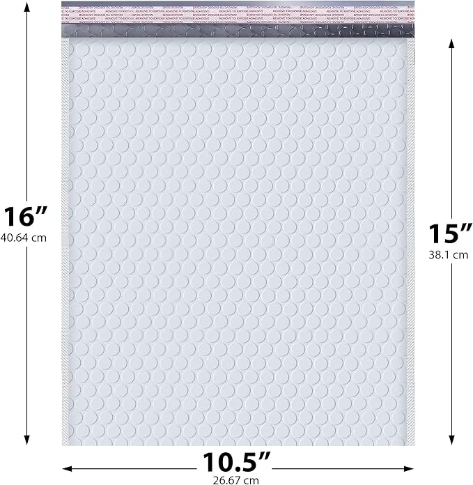 Arctic White Bubble Mailers 10.5x16 Poly Padded Envelopes #5 200 Pack | Fits Books, Comics & Apparel, Self-Seal Closure, Cushioned Protection, Water-Resistant Poly, Bulk Pack
