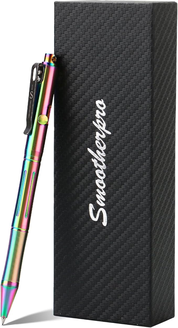 SMOOTHERPRO Titanium Bolt Action Pen Compatible with Pilot G2 Refill Stainless Steel Pocket Clip for EDC Signature Business Writing Journaling Color Multicolor(RG342)
