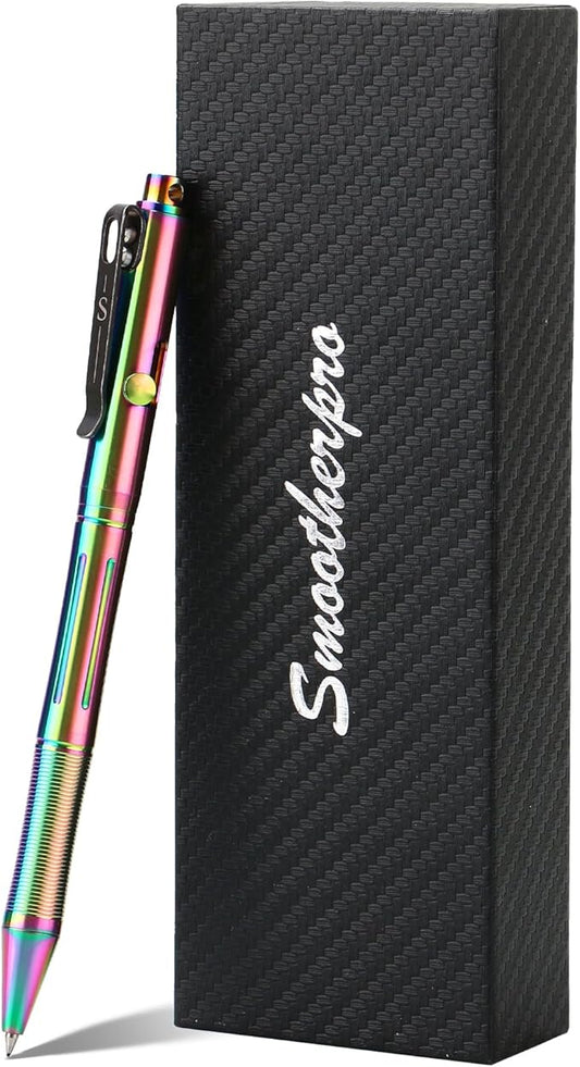 SMOOTHERPRO Titanium Bolt Action Pen Compatible with Pilot G2 Refill Stainless Steel Pocket Clip for EDC Signature Business Writing Journaling Color Multicolor(RG342)