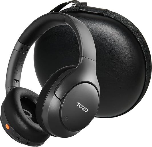 TOZO HT3 Hybrid Noise Cancelling Headphones, 90H Battery Life Wireless Over Ear Bluetooth 6.0 Foldable Headset, AI Voice Assistant with 5 Mics, Connect 2 Devices and Hi-Res Sound, 32 EQ Audio Presets