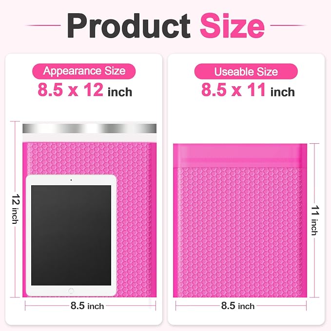 Bubble Mailers 8.5x11 50 Pack Waterproof Padded Envelopes Self Seal Small Packaging Shipping Bags for Small Businesses to Package and Mail Jewelry Cosmetics, Electronic Products, Cards