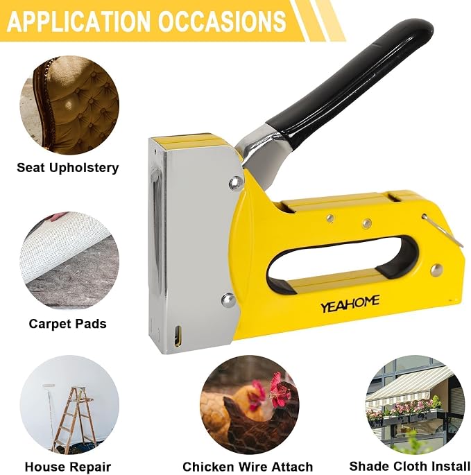 YEAHOME T50 Heavy Duty Staple Gun Kit, Upholstery Staple Gun with 6000 T50 Staples of 1/4, 3/8, 1/2 Inch, Manual Stapler Gun for Wood, Crafts, Wall, DIY & Professional Use
