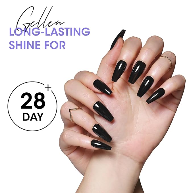 GELLEN Gel Top Coat and Base Coat, 2Pcs No Wipe Gel Nail Polish, Soak Off Nail Lamp Clear Base Top Coat Long Lasting Finish Nail Art Design Home Gel Manicure Kit