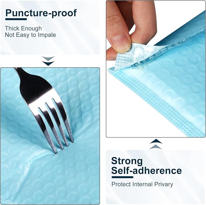 10.5x16 Poly Bubble Mailers #5 Padded Envelopes, 25Pcs Self Seal Mailing Envelopes Bubble Padded Mailers (Light Blue)