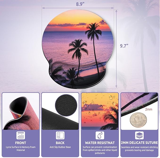 Ergonomic Mouse Pad with Wrist Rest, Small Mousepad with Non-Slip Rubber Base and Smooth Surface, Sunset Mouse Pads for Desk, Office Desk Accessories