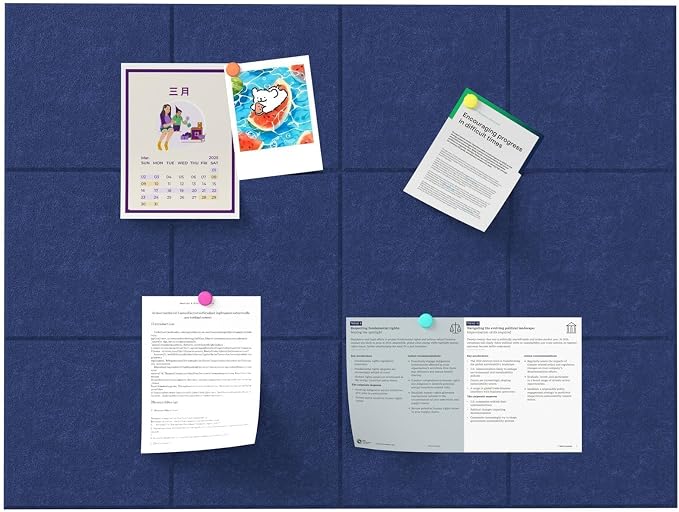 Felt Bulletin Board Tiles, Cork Board Alternative, 48 x 36 in | 0.35 in modular felt wall tiles for notes, photos, schedules, reminders in offices, classrooms, home & office workspace