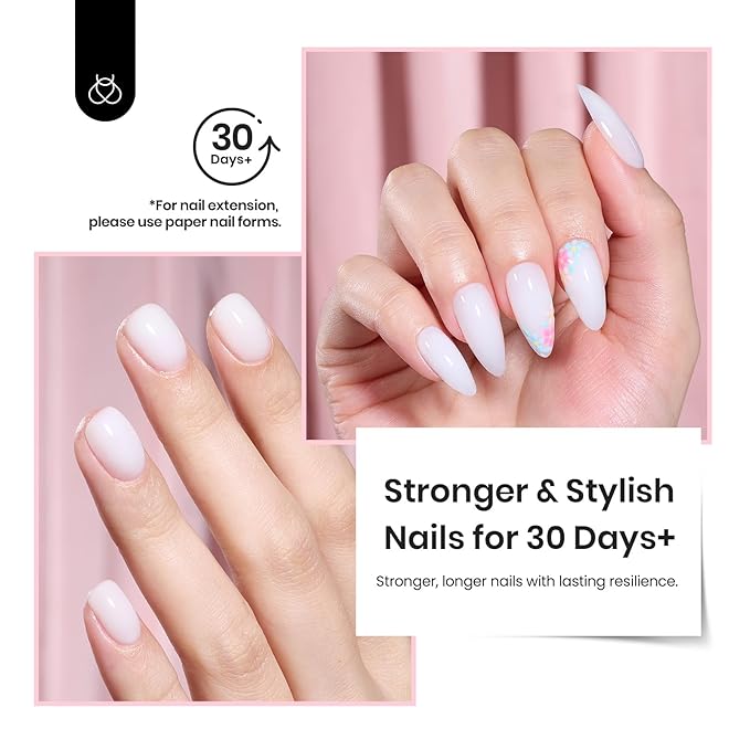 Beetles Builder Gel for Nails HEMA-Free,Milky White Building Gel,for Building Apex Strengthening Thickening Sensitive Nails Extension,Friendly for Beginners,DIY Salon Manicure,LED UV Lamp Needed
