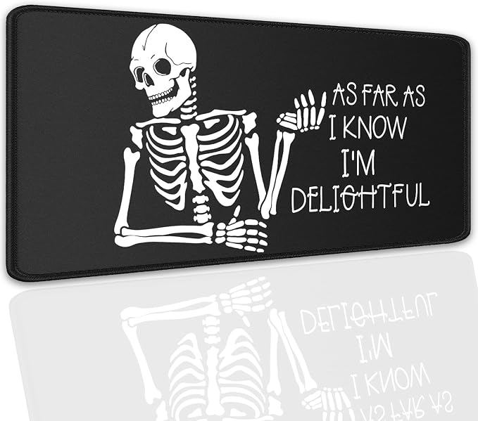 Skeleton Mouse Pad Skull Desk Pat,Mouse Mat Large Desk Mat for Desktop,Stitched Edges Non-Slip Waterproof Rubber Base Mouse Mat for Office Computer Keyboard Laptop and Home(27.5X11.8 in)
