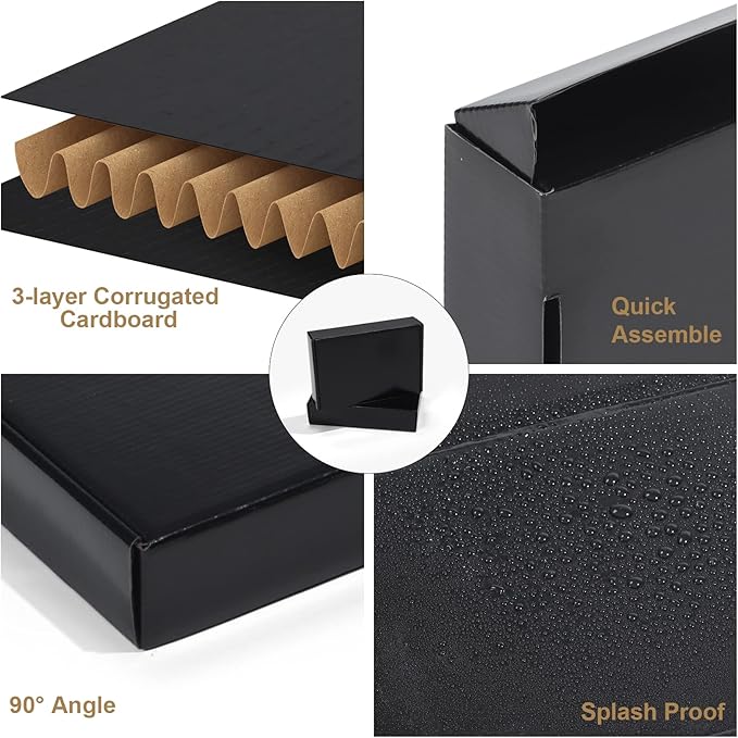 ZBEIVAN 9x6x2 Black Small Shipping Boxes, 20 Packs Corrugated Cardboard Mailer Boxes for Packaging Small Business Mailing Gifts Wrap Boxes with Lids
