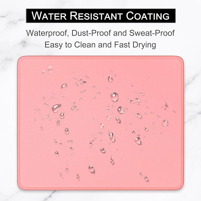 Hsurbtra Mouse Pad, Premium-Textured Square Mousepad 10.2 x 8.3 Inch, Stitched Edge Anti-Slip Waterproof Rubber Pretty Cute Computer Mat for Office Gaming Laptop Women Kids Warm Pink