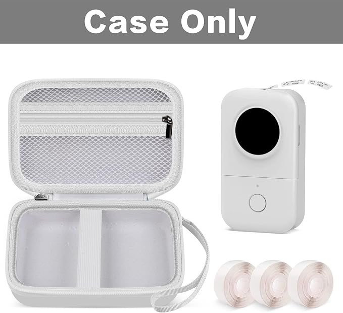 PAIYULE Hard Carrying Case for Phomemo D30 D35 Label Maker, Label Printer Case for Nelko P21, for NIIMBOT D110 D11, for Marklife P11 P12, for SUPVAN E10, Protective EVA Storage Bag with Mesh Pocket
