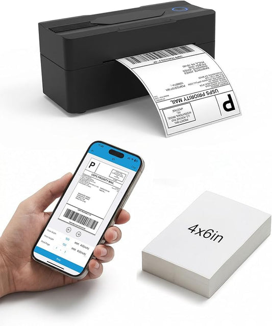 Forc Bluetooth Thermal Shipping Label Printer, 4x6 Wireless Thermal Label Printer for Small Business, Compatible with Android, iPhone, Windows & Mac, Widely Used for Amazon, Etsy, USPS & More