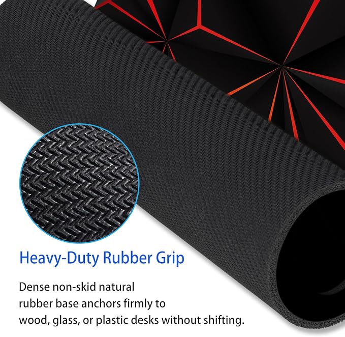 Red Abstract Geometric Mouse Pad, 9.5"x7.9" Non-Slip Computer Pad | Personalized mouse pad with 3D red geometric design. Premium smooth cloth surface, 3mm cushion & non-slip rubber base.