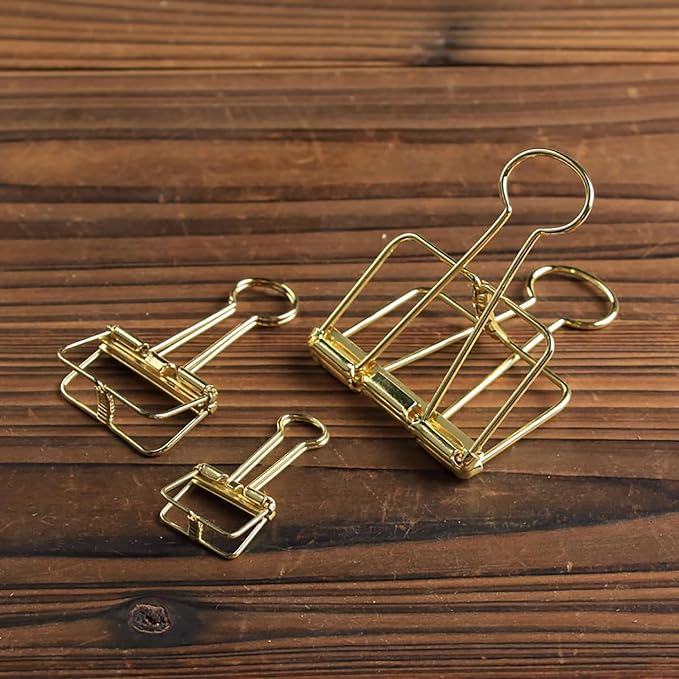 4Pcs 51mm Gold Hollow Out Long Tail Wire Binder Clips Paper Binder Clip Large, Small in Size and Light in Weight, Office Products Tape, Adhesives and Fasteners, Binder and Paper Clips