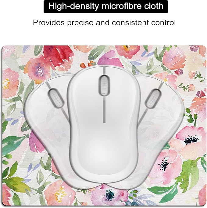 Small Mouse Pad Cute, Mini Mouse Pads for Wireless Mouse and Laptop, Travel Mousepad with Designs - Colorful Floral, Portable Mousepads - 5.5 x 7 in, Desk Decor for Women