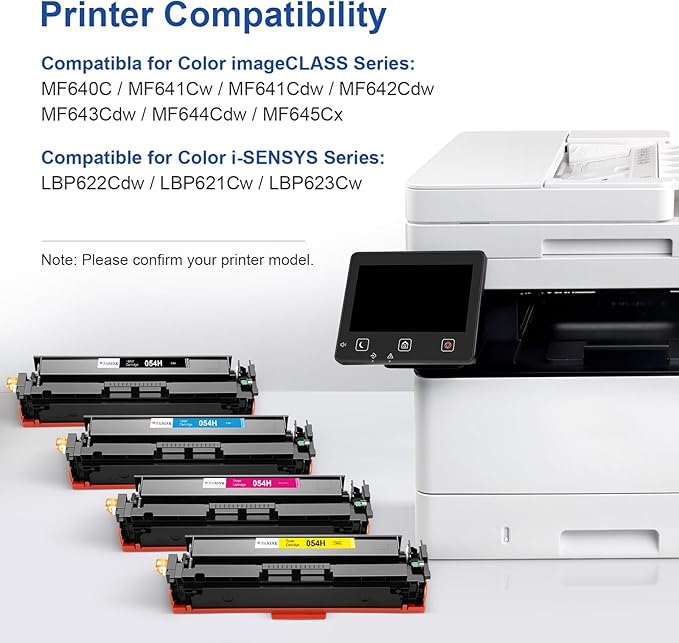 054H Toner Cartridge Set Replacement for Canon CRG-054 054H 054 Toner Cartridge Set Compatible with Canon MF642Cdw Toner Cartridges, Color imageCLASS MF641CW MF644Cdw LBP622Cdw Printer