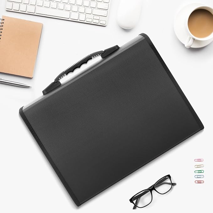 Uquelic 26 Pockets Expanding File Folder, Accordion Document Organizer | Folio Upgraded Durable Buckle, Base with Ergonomic Handle, Large A4 Letter Size Expandable File Organizer