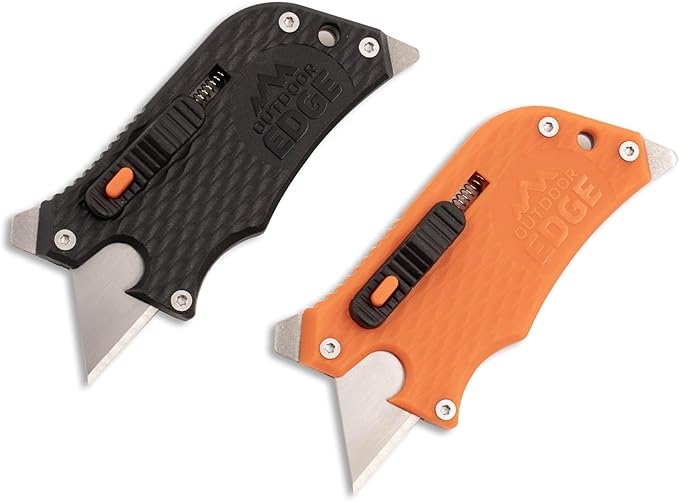 Outdoor Edge SlideWinder - Utility Knife Multitool with Standard Replaceable Razor Blade, Screwdrivers, Prybar, Bottle Opener and Pocket Clip with Locking Auto-Retracting Blade