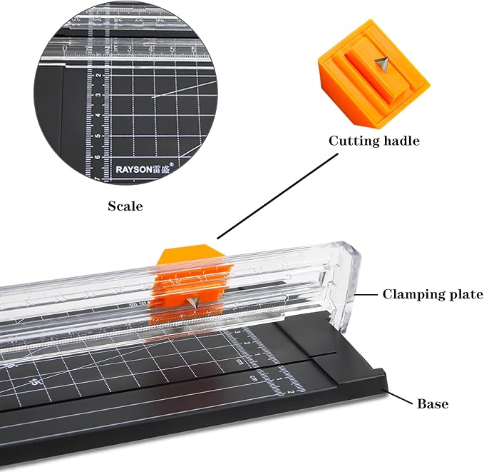 Rayson RC4000BK Paper Cutter Trimmer, A4 Size (12 inch) Paper Cutter for Cutting Coupon, Craft Paper or Photos (Black)