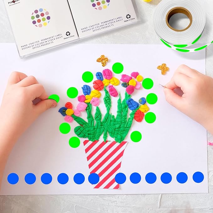 PARLAIM 1/2" Circle Dot Stickers 2 Rolls Pack 2000 Color Coded Labels for Home Commerce Business, Fluorescent Green + Blue