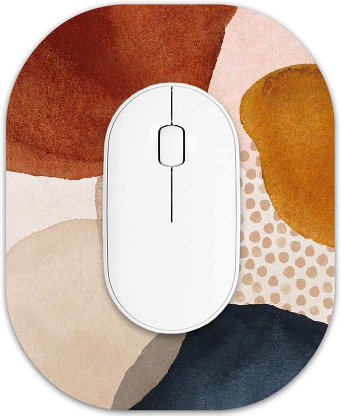 Small Mouse Pad 6 x 7 Inch, Oval Mini Mouse Pad with Non-Slip Rubber Base, Waterproof Compact Mouse Mat for Laptop Computer Wireless Mouse Keyboard Tray Home Office Travel, Abstract Marble