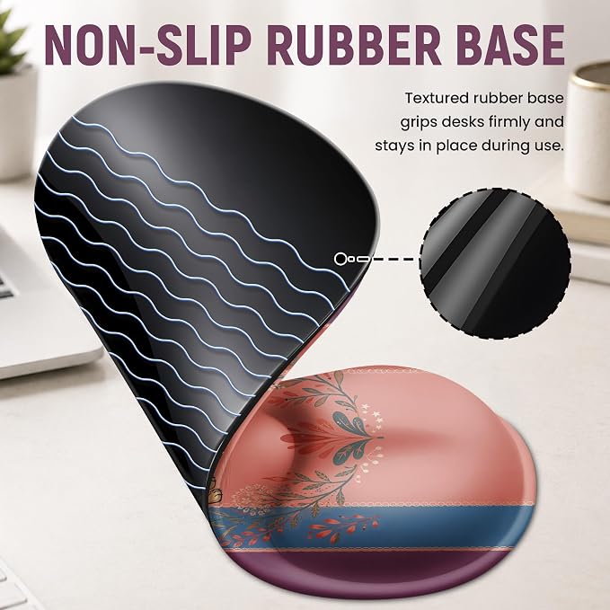 Ergonomic Mouse Pad with Wrist Rest, Gel Wrist Support, Wiener | 10.2 x 7.6 in Mouse Pad with Smooth Fabric Surface and Non-Slip Rubber Base for Office, Home, Study, and Gaming