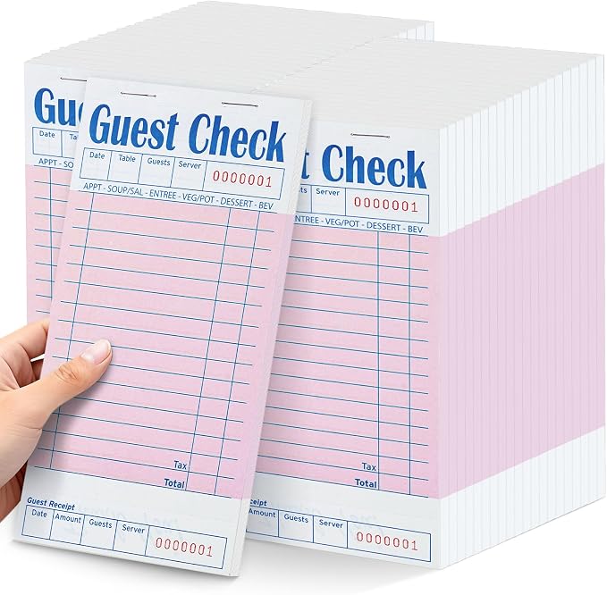 ZPARIK 40 Pack/2000 Tickets Guest Checks Books for Servers, Pink | 50 Sheets Per Pack, Total 2000 Total Tickets; Durable Server Notepads for Cafes, Diners & Restaurant Staff
