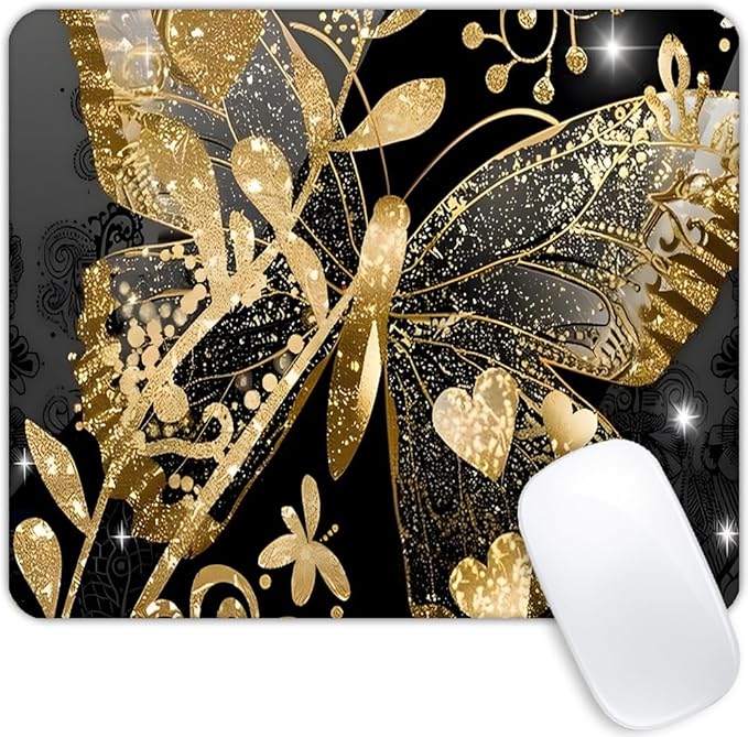 Golden Butterfly Mouse pad Non-Slip Rubber Base Mouse Pads for Computers Laptop Office Desk Accessories Mouse pad