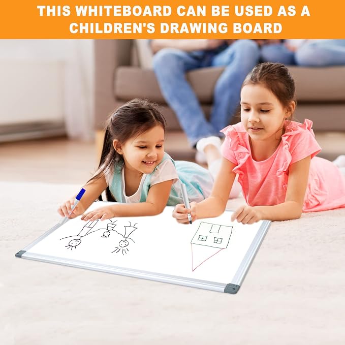 White Board Dry Erase Whiteboard for Wall, 18"x24" Hanging Wall Mounted Magnetic Whiteboard Aluminium Frame for Home, Office, School, Kitchen