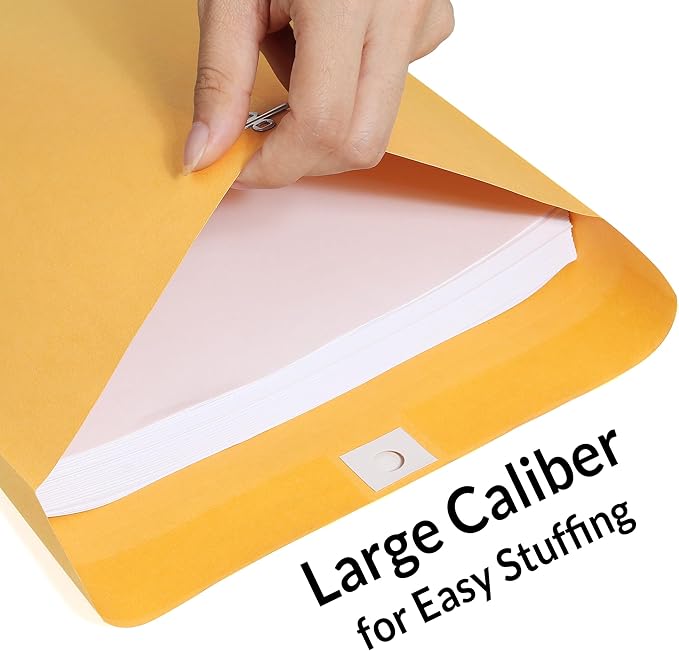 SUNEE Manilla Envelops, 10"x13" Brown Kraft Envelopes with Clasp Closure, 28-lb Paper Mailing Envelopes, 100 Count Great for Filing, Storing or Mailing Documents