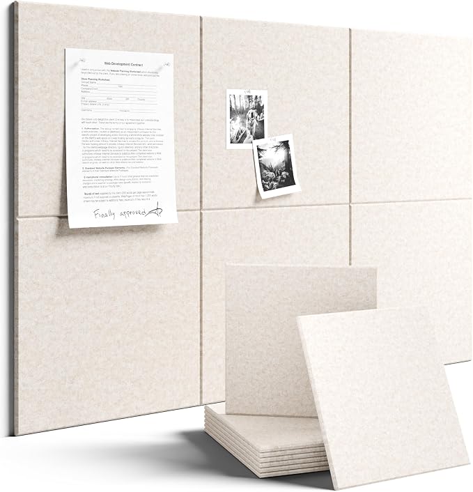 Fluxynara Felt Bulletin Board & Cork Board Alternative, Oatmeal | 36" x 24" Pin board, Removable Adhesive Tabs, Easy Install Without Wall Damage, For Home Office Decor