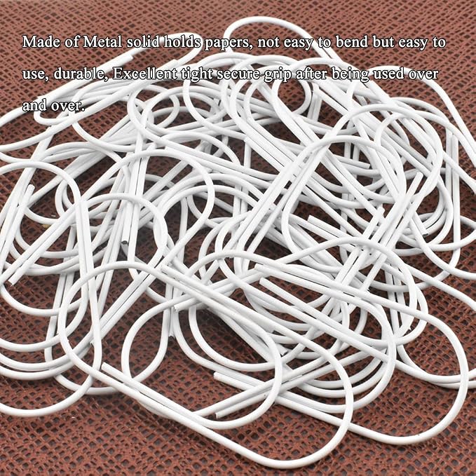HAHIYO Paper Clips 2 inches (50mm) Length White Wide Paperclips Vinyl Coated Prevent Scratching Tearing The Pages Sturdy for Bookmark Organize Home Office School 30 Pack