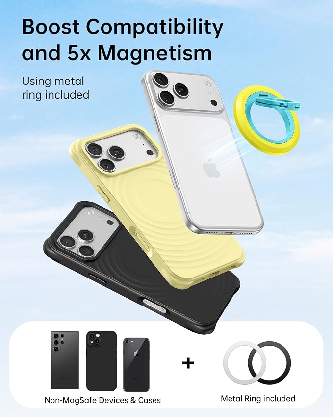 SYNCWIRE Magnetic Phone Ring Holder, for MagSafe Phone Grip Stand Kickstand | 360° Rotation, Double-Sided Magnet, Cell Phone Grip Finger Holder, for iPhone 17 16 15 14 13 12 Pro Max, MagSafe Accessories