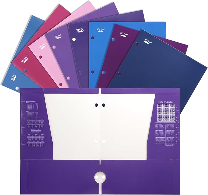 Mr. Pen- 4-Pocket Folders, 8 Pack, 12.5" x 9.5", Vibrant Colors | Tear-Resistant Paper Folders with Pockets 3 Holes Punched, High Capacity