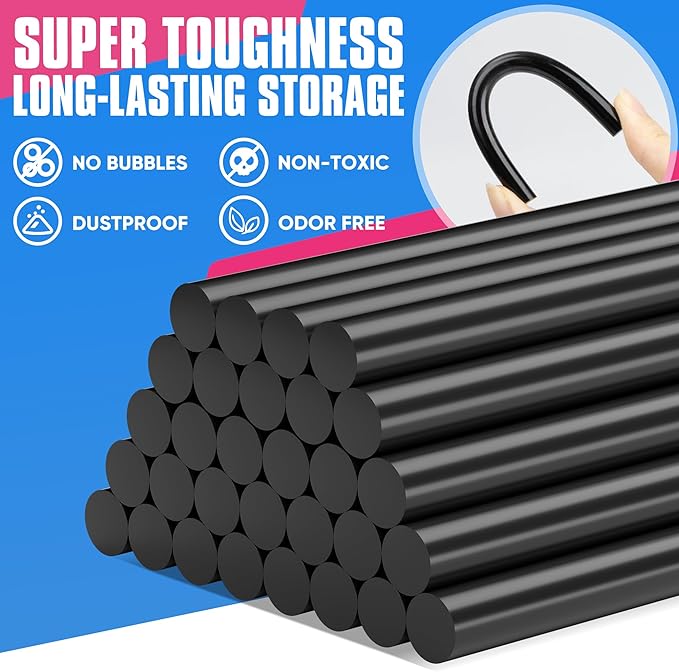 EZUVITA Full Size Hot Glue Sticks, 0.43” Dia x 8” Long, 60-Pack Black Hot Melt Glue Gun Sticks for All-Temp Full Glue Guns, Multipurpose for DIY Art Craft General Repairs, Festival Decorations