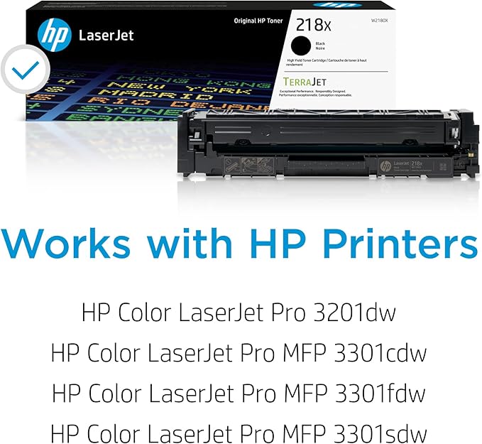 HP 218X Black High-Yield Toner Cartridge | Works with Color LaserJet Pro 3201, MFP 3301 Series | W2180X