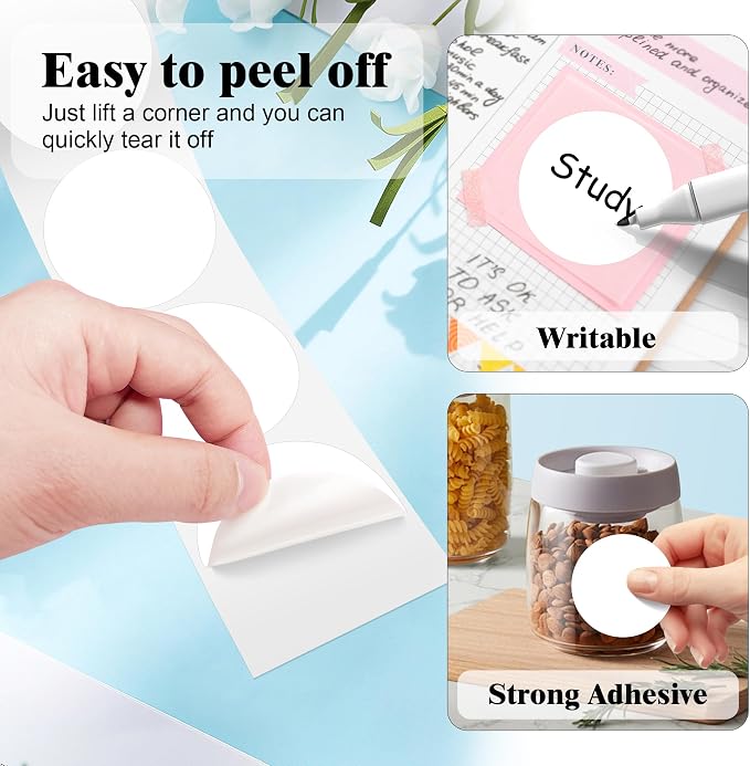 PARLAIM 2 Inch Round Adhesive Color-Code Dot Stickers,4Rolls/2000 per Rolls dots Label Dispenser Box, Circle Stickers Label Inch Coding Labels (White)