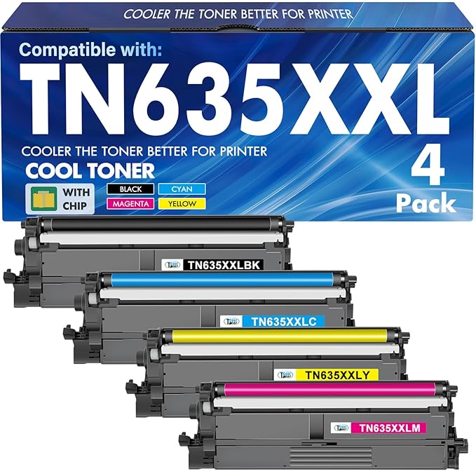TN635XXL TN-635XXL Toner Cartridge for Brother MFC-L8930CDW MFC-L8730CDW | Compatible for Brother TN635XXL TN 635XXL HL-L8430CDW HL-L8430CDWT HL-L8570CDW MFC-L8970CDW MFC-EX575 Ink Printer 4 Pack